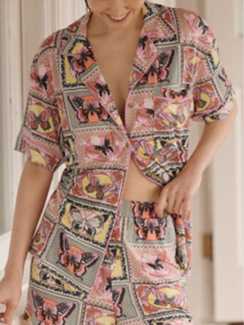 ANTHROPOLOGIE NEW MODAL SHORT SLEEVE PAJAMA TOP - S